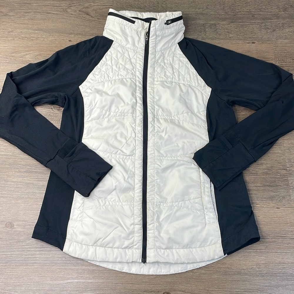 PRANA Women's Black White Momentum Performance Jacket, size Medium